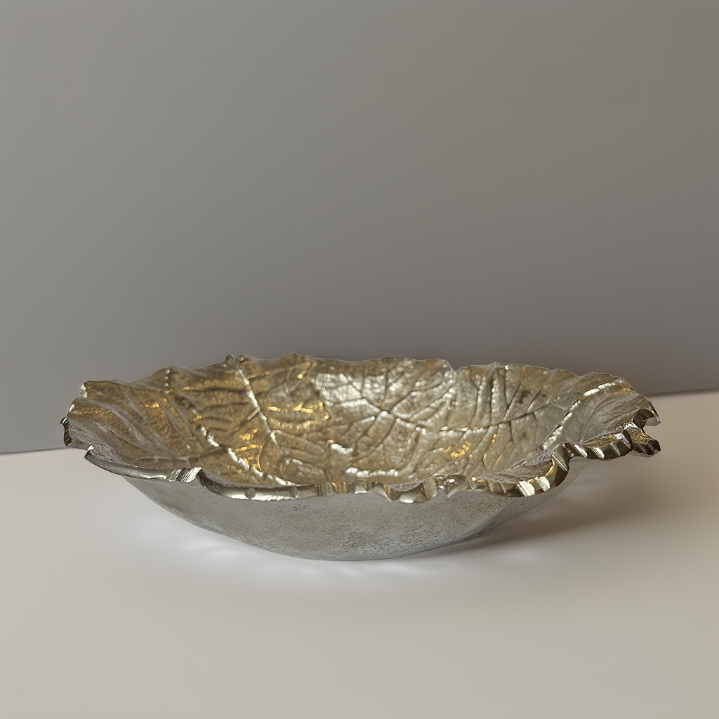 Coupe Ronde Décorative Feuille Dorée