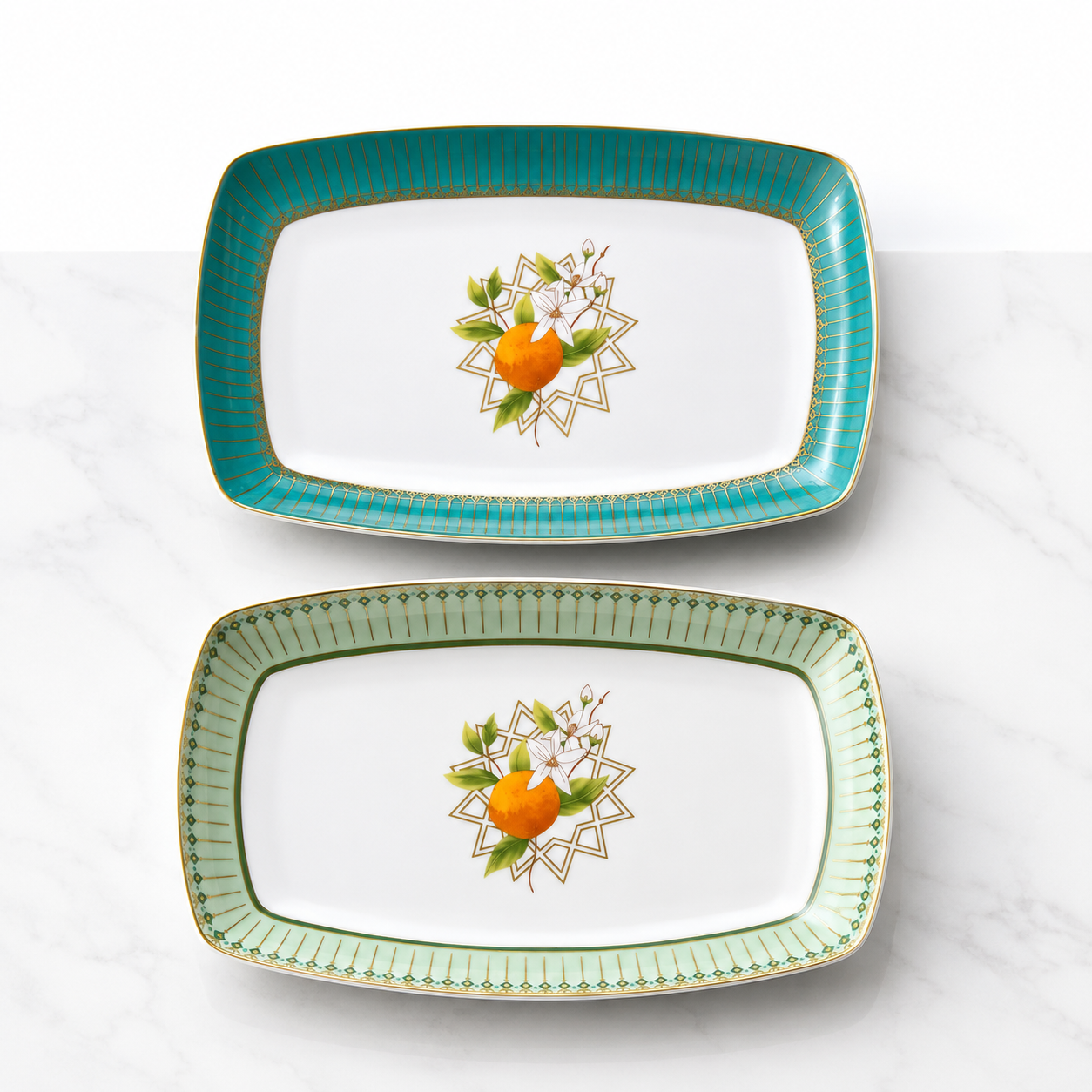 Ensemble 2 Plats Rectangulaires – Collection Fleur d'oranger