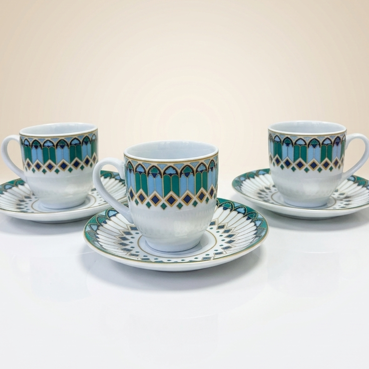 6 Tasses Et 6 Sous-Tasses À Café noir – Collection Zellij