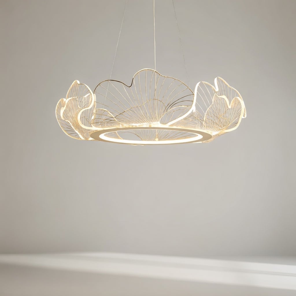 Lustre Feuille Géante Et Transparente Au Design Nordique Moderne Et Minimaliste