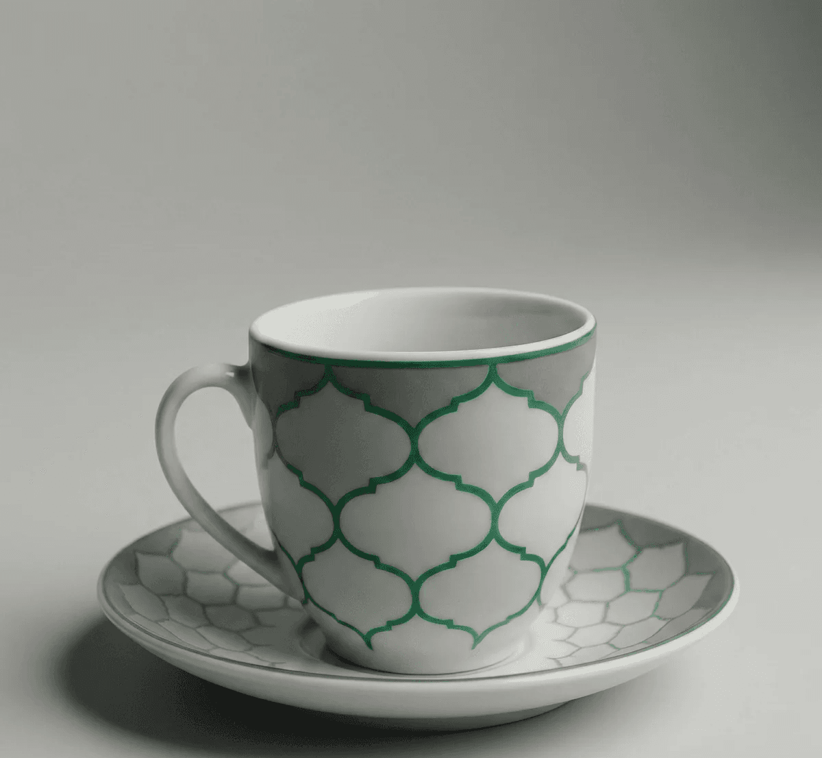 6 Tasses Et 6 Sous-Tasses À Café Noir Geometrique Marocain