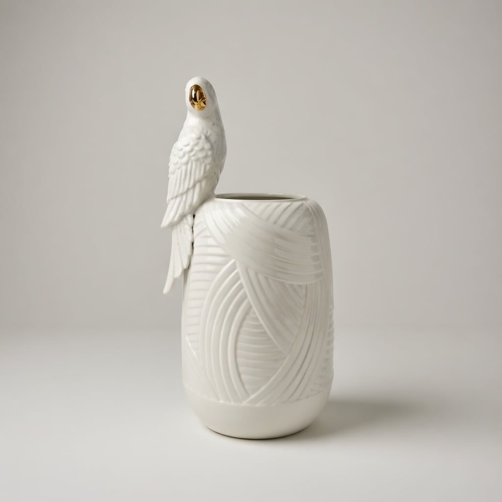 Vase Perroquet Blanc Grand Modele