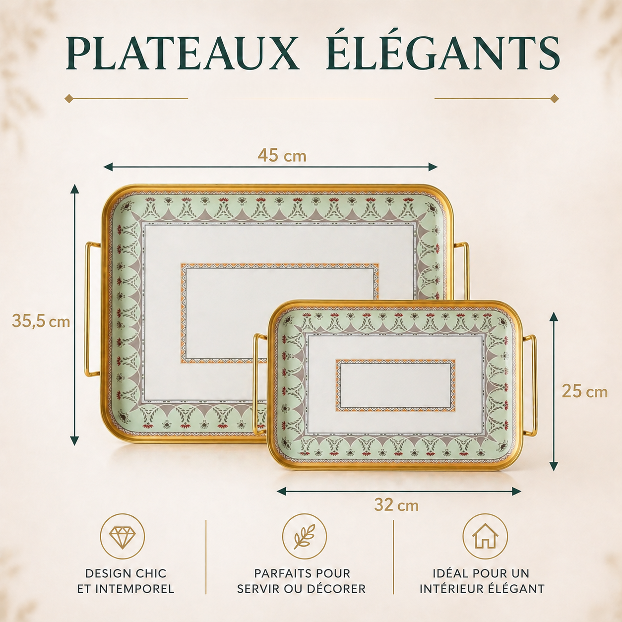 Plateau Rectangle - Floral andalous