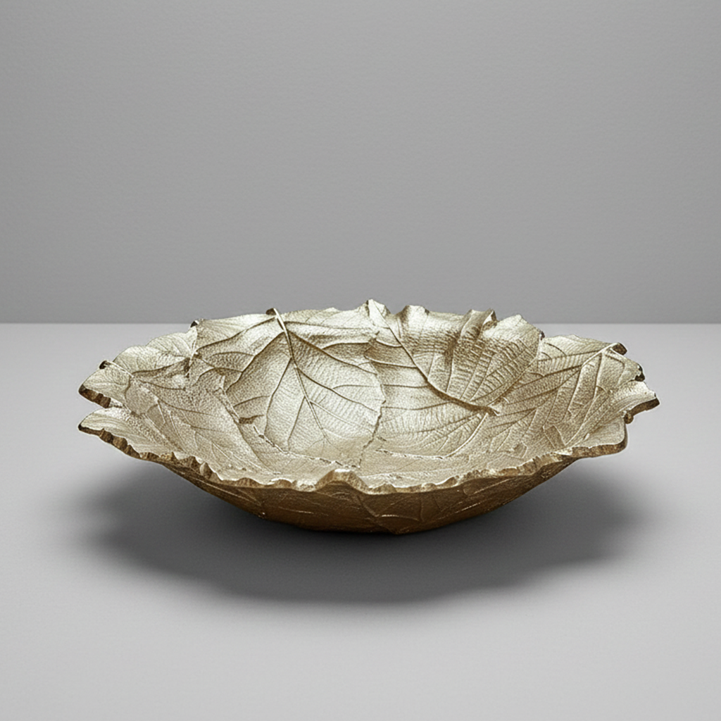 Coupe Ronde Décorative Feuille Dorée