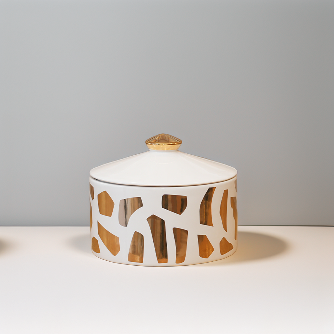 Boîte Design Blanc Et Or