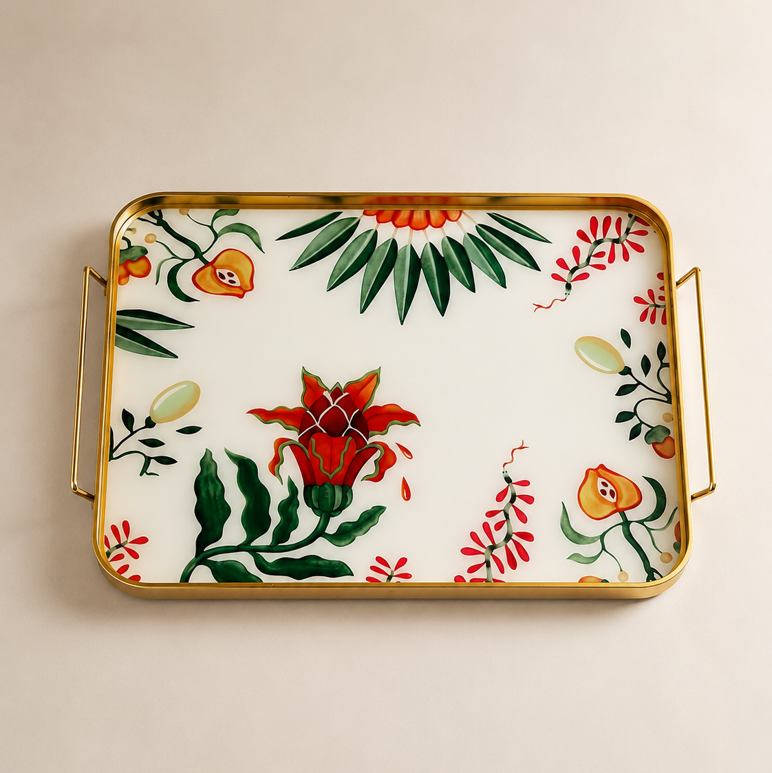 Plateau Rectangle - Fleur lotus