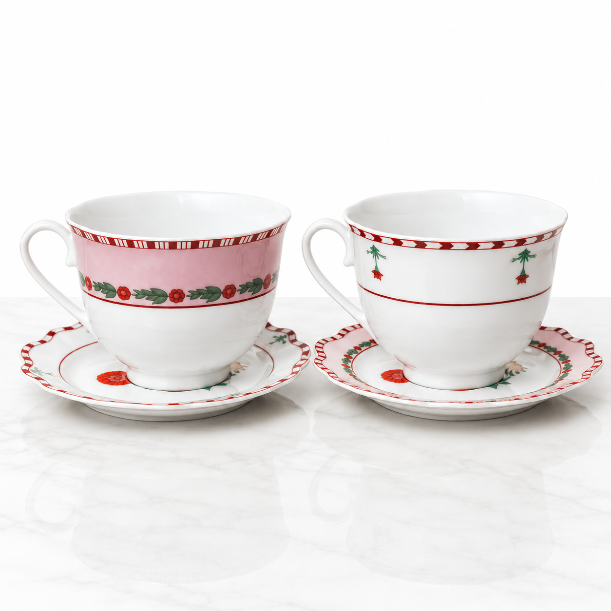 6 Tasses Et 6 Sous-Tasses À Café Au Lait – Collection Romance