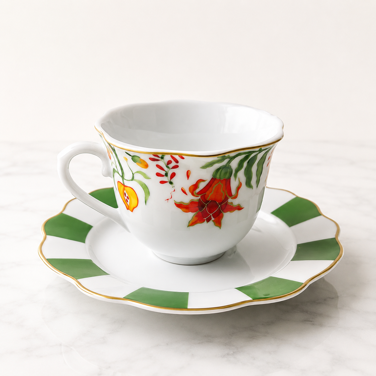 6 Tasses Et 6 Sous-Tasses À Café Noir – Fleur Lotus