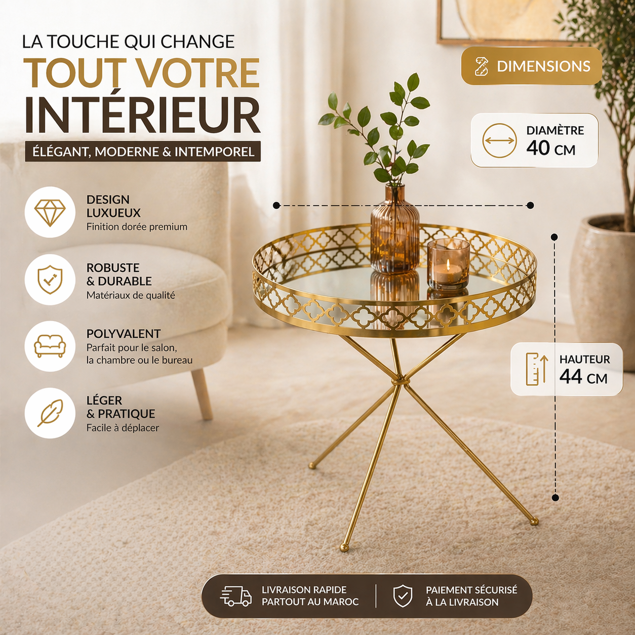 Table doré Trèfle