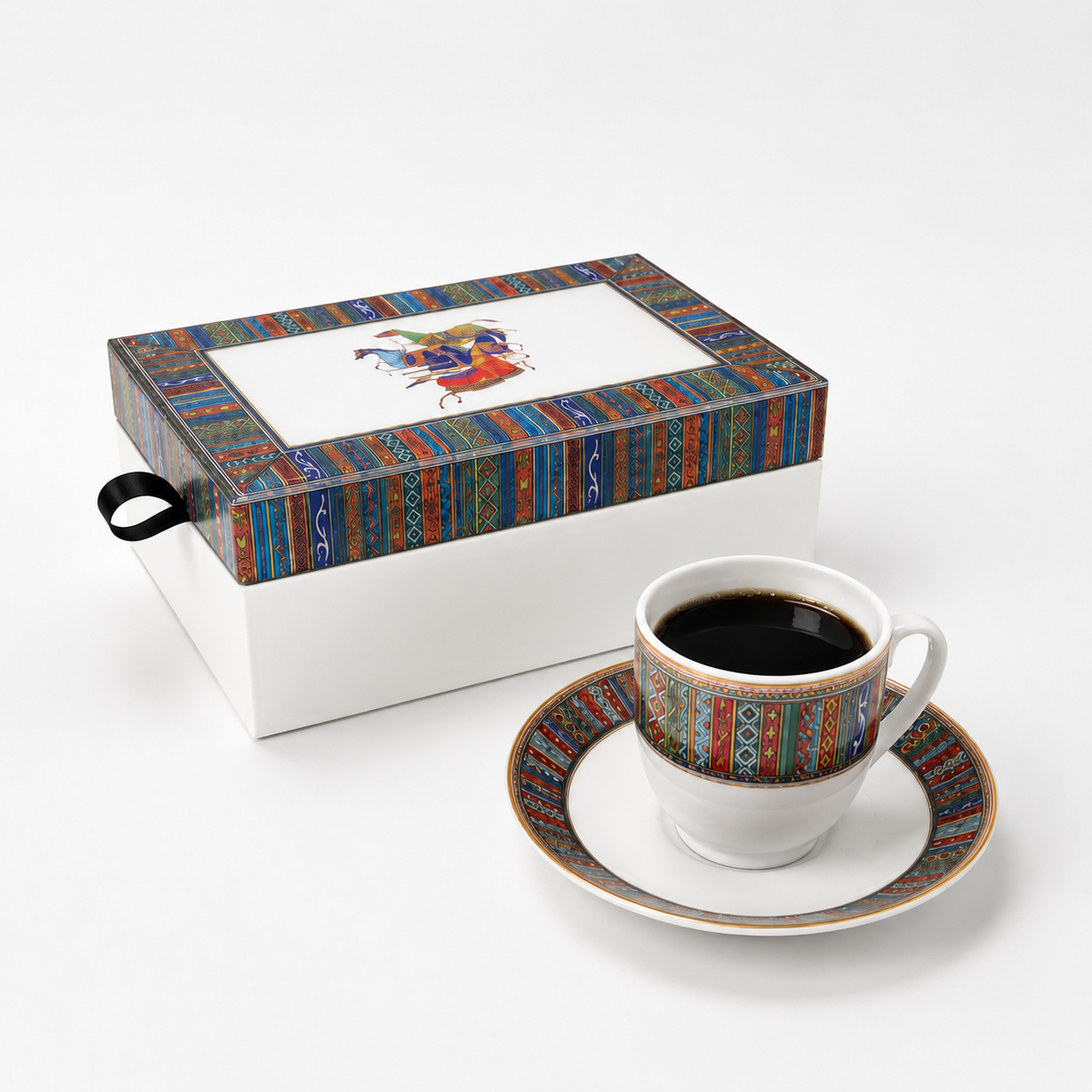 Coffret Café  – 6 Tasses & 6 Sous-Tasses avec Boîte Élégante
