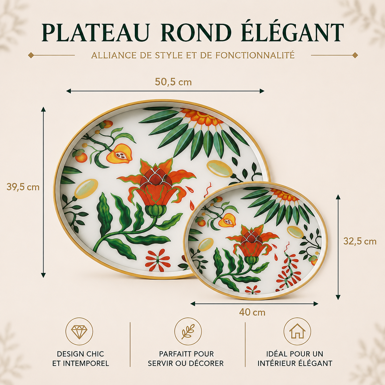 Plateau ovale - Fleur lotus