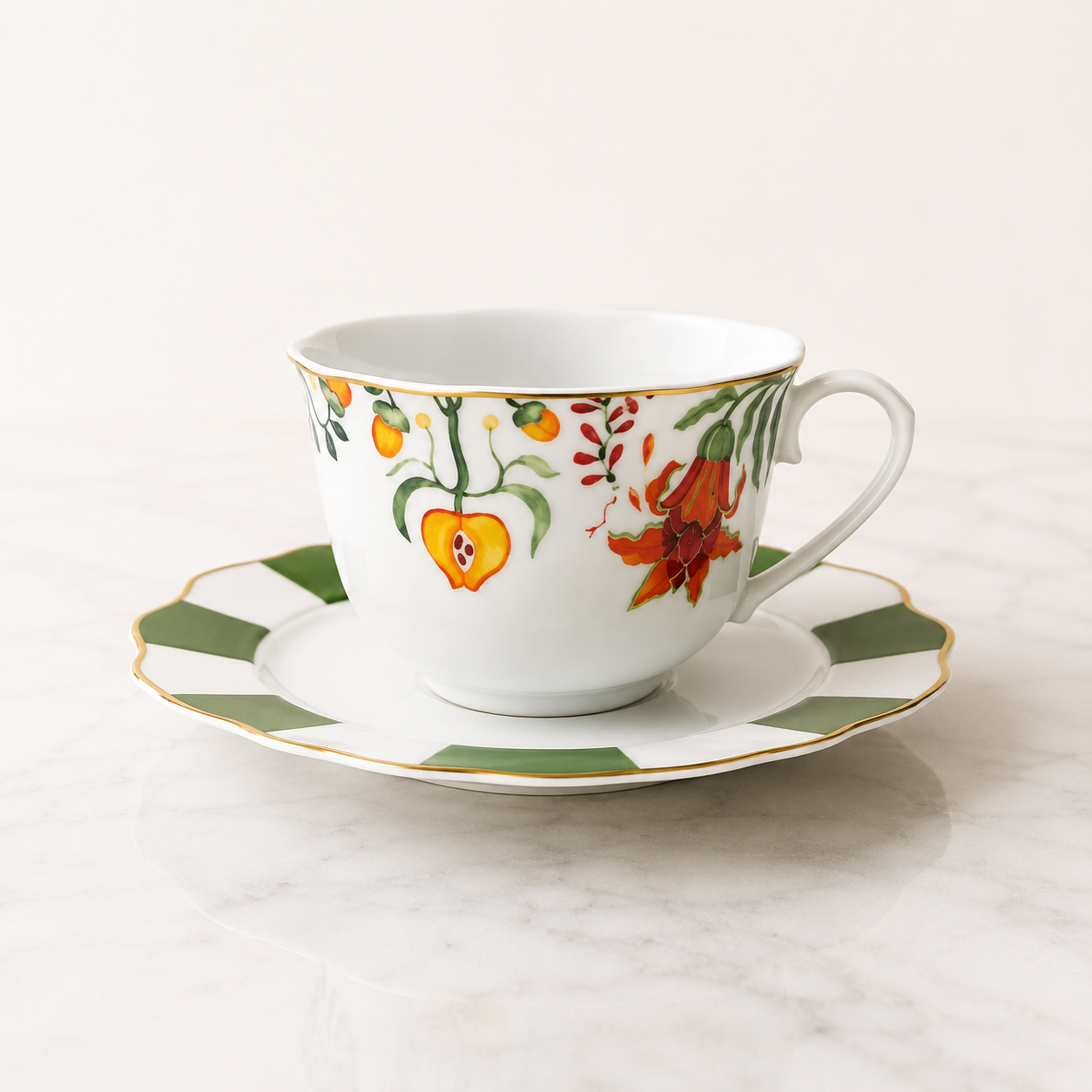 Ensemble De 6 Tasses Et 6 Sous-Tasses À Café Au Lait – Fleur Lotus