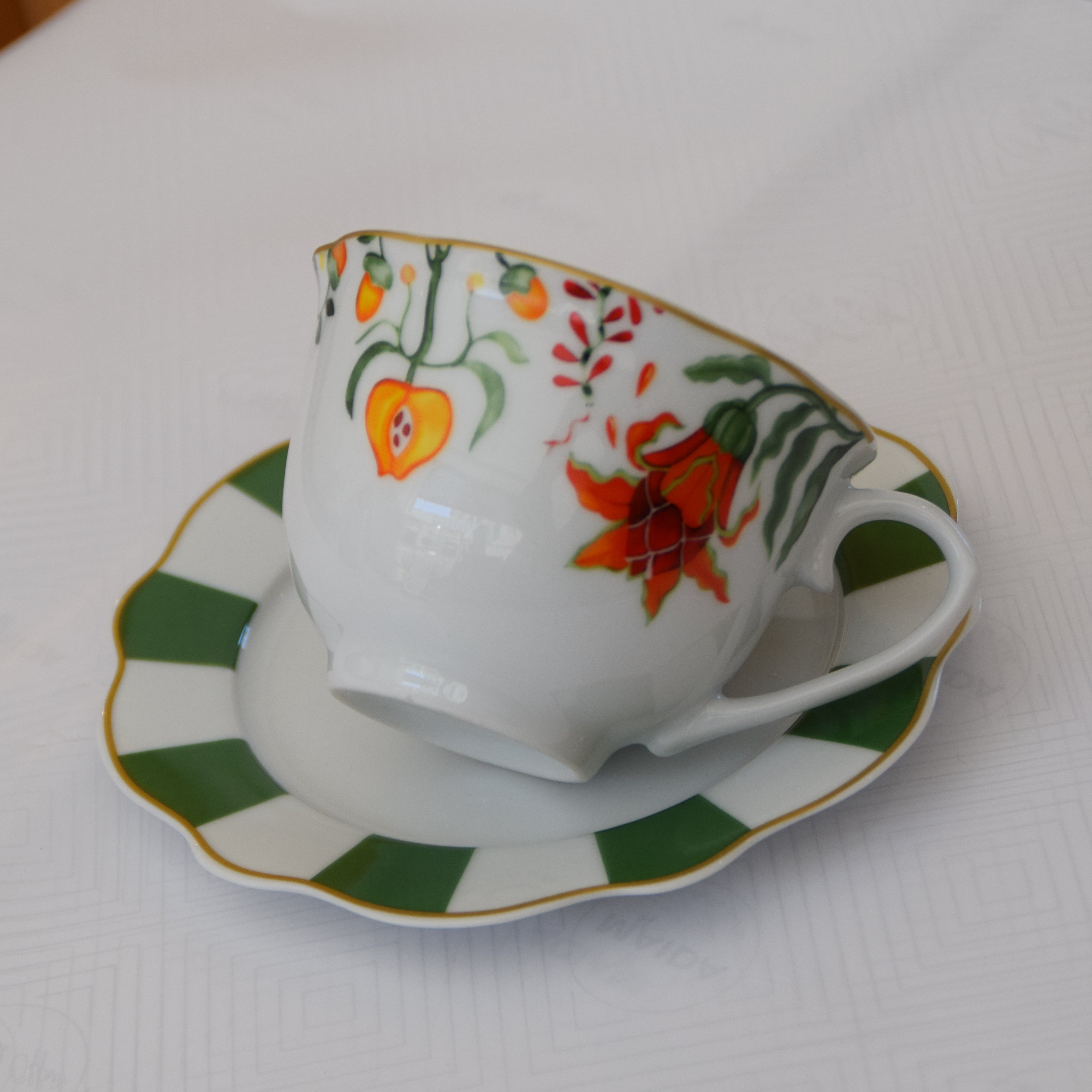 Ensemble De 6 Tasses Et 6 Sous-Tasses À Café Au Lait – Fleur Lotus