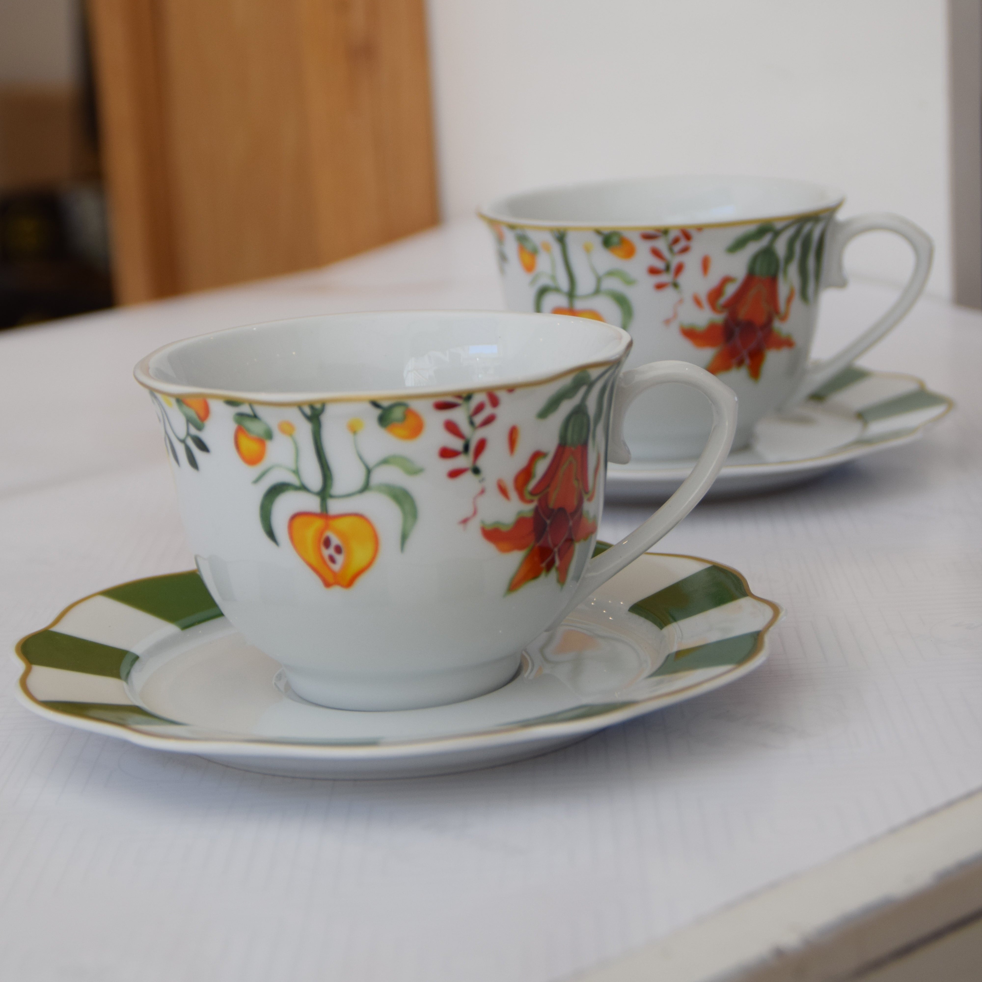 Ensemble De 6 Tasses Et 6 Sous-Tasses À Café Au Lait – Fleur Lotus