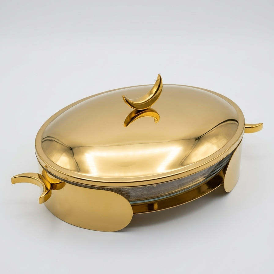 Plat à Gratin en Inox Ovale  "Clair de Lune"