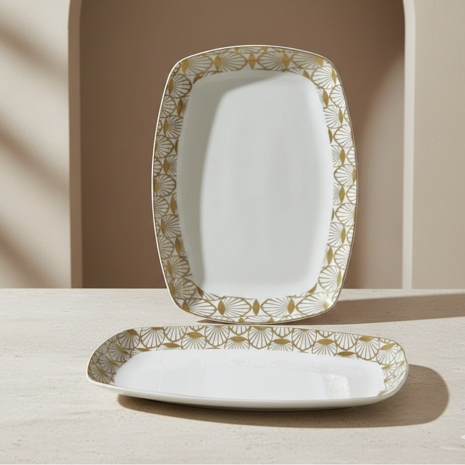 Ensemble De 2 Plats Ovales – Golden Deco
