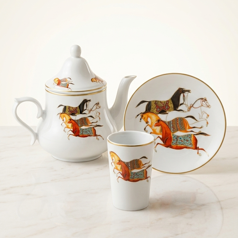 Ensemble Petit Déjeuner 13 Pièces - Cheval