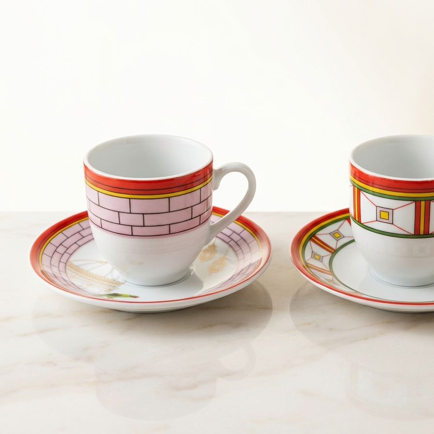 6 Tasses Et 6 Sous-Tasses À Café noir – Collection Medina