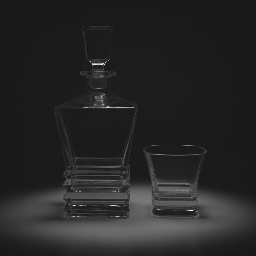 Ensemble Carafe Et 6 Verres Géométriques
