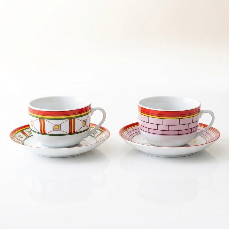 6 Tasses Et 6 Sous-Tasses À Café Au Lait– Collection Medina