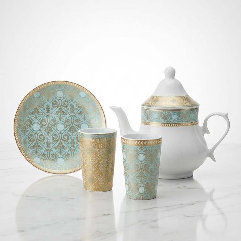 Ensemble Petit Déjeuner 13 Pièces - Bohème Turquoise