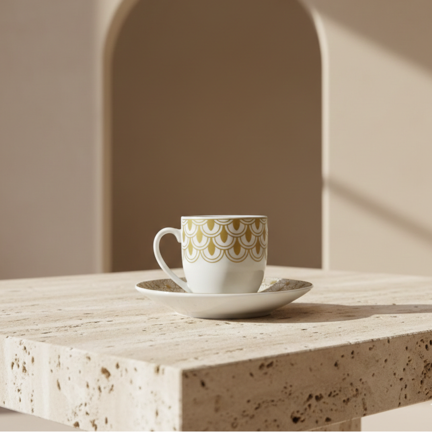 Ensemble De 6 Tasses Et 6 Sous-Tasses À Café Noires – Golden Deco