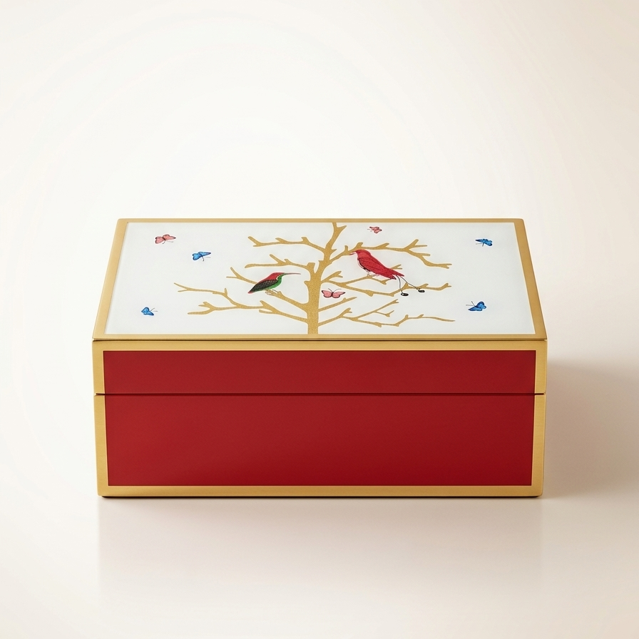 Boite a bijoux - Oiseau rouge
