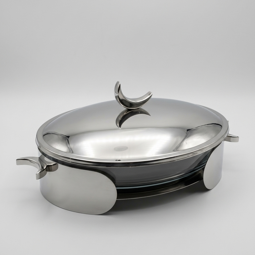 Plat à Gratin en Inox Ovale  "Clair de Lune"