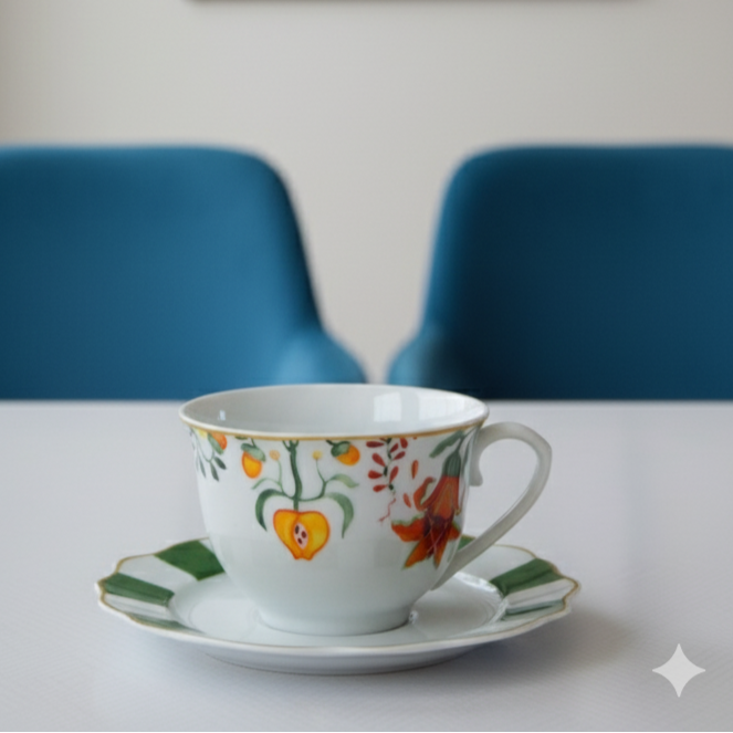 Ensemble De 6 Tasses Et 6 Sous-Tasses À Café Au Lait – Fleur Lotus