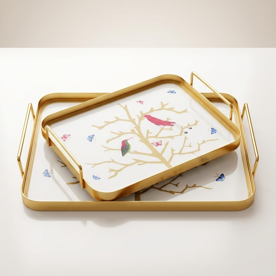 Plateau Rectangle - Oiseau rouge