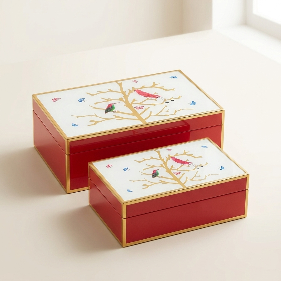 Boite a bijoux - Oiseau rouge