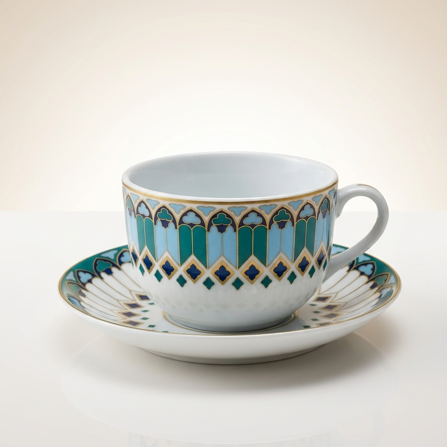 6 Tasses Et 6 Sous-Tasses À Café Au Lait – Collection Zellij