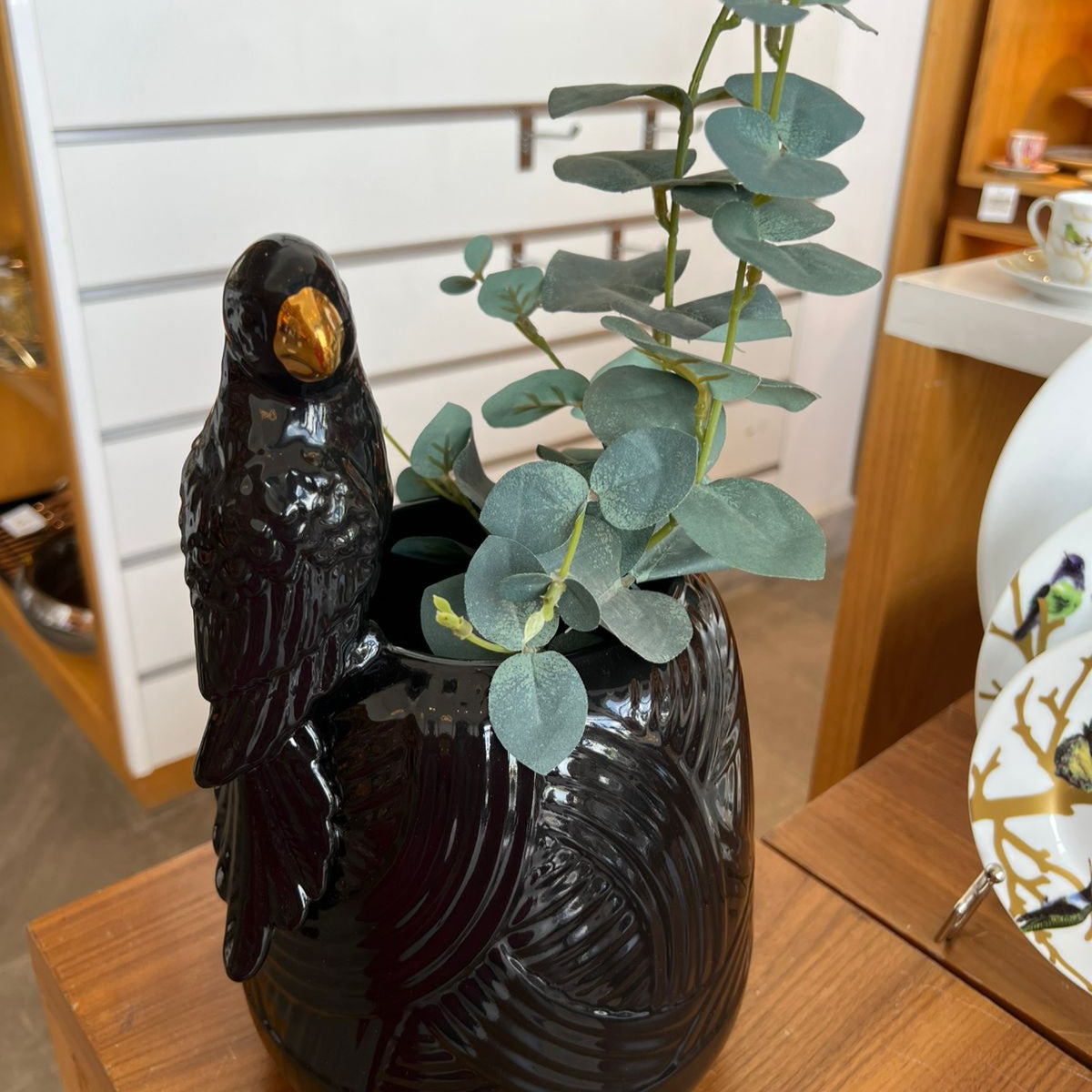 Vase Perroquet Noir Grand Modele