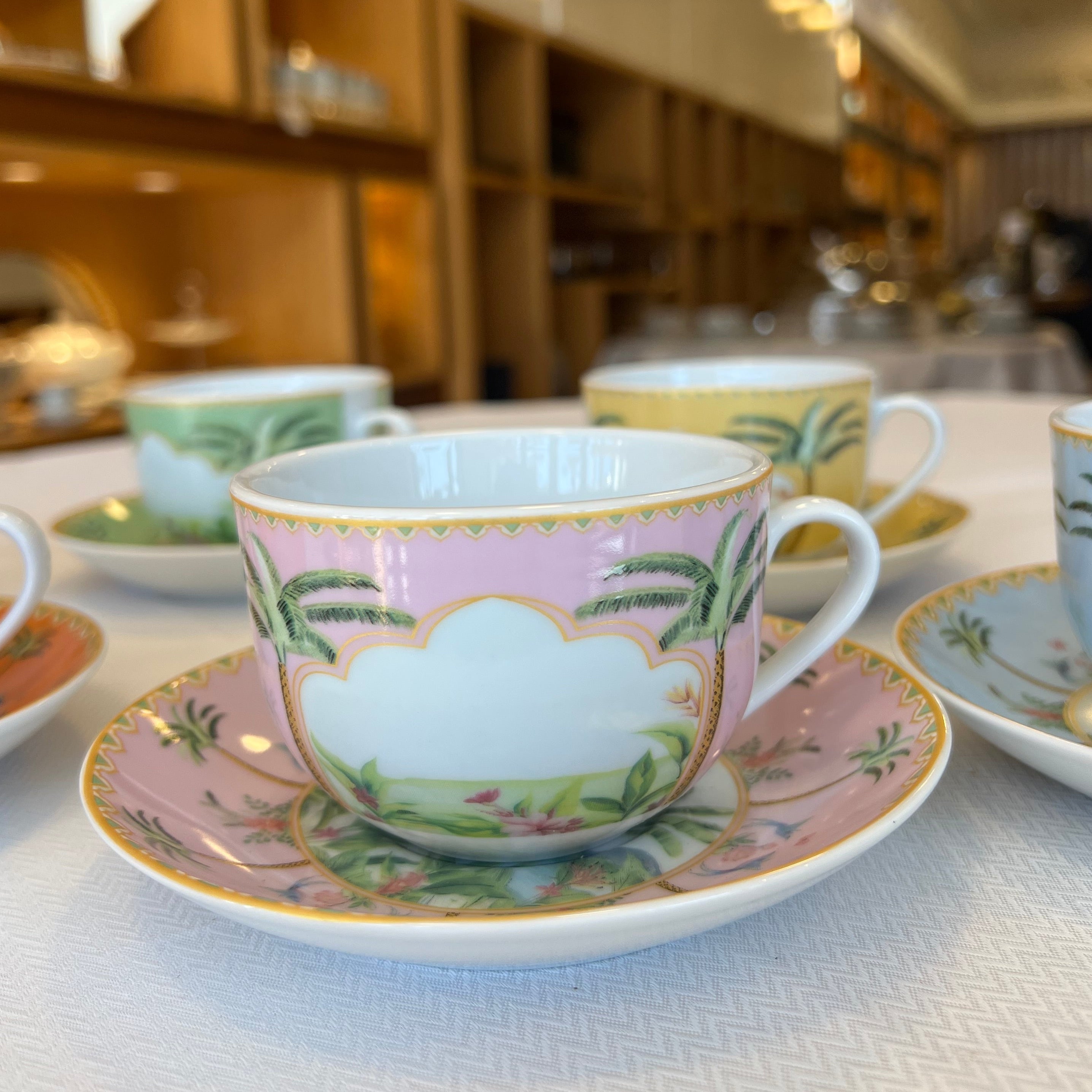 6 Tasses Et 6 Sous-Tasses À Café Au Lait – Collection Palmier Sauvage