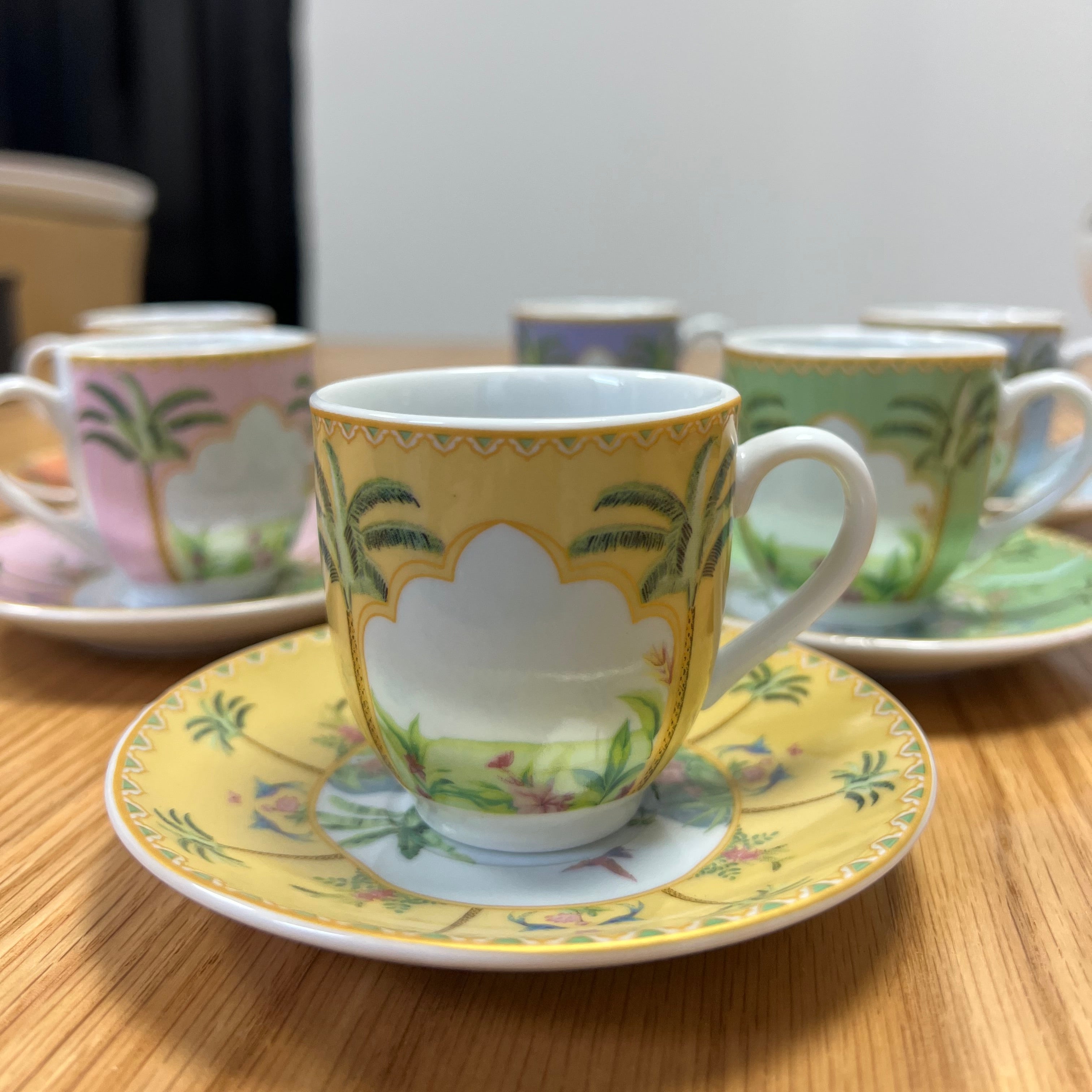 6 Tasses Et 6 Sous-Tasses À Café Noir – Collection Palmier Sauvage