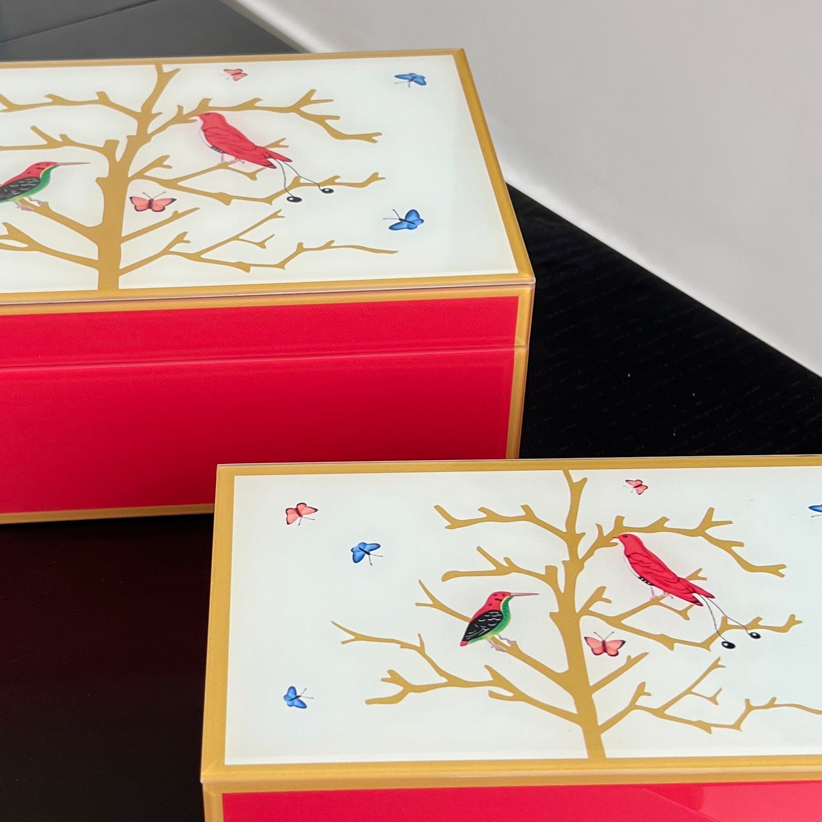 Boite a bijoux - Oiseau rouge