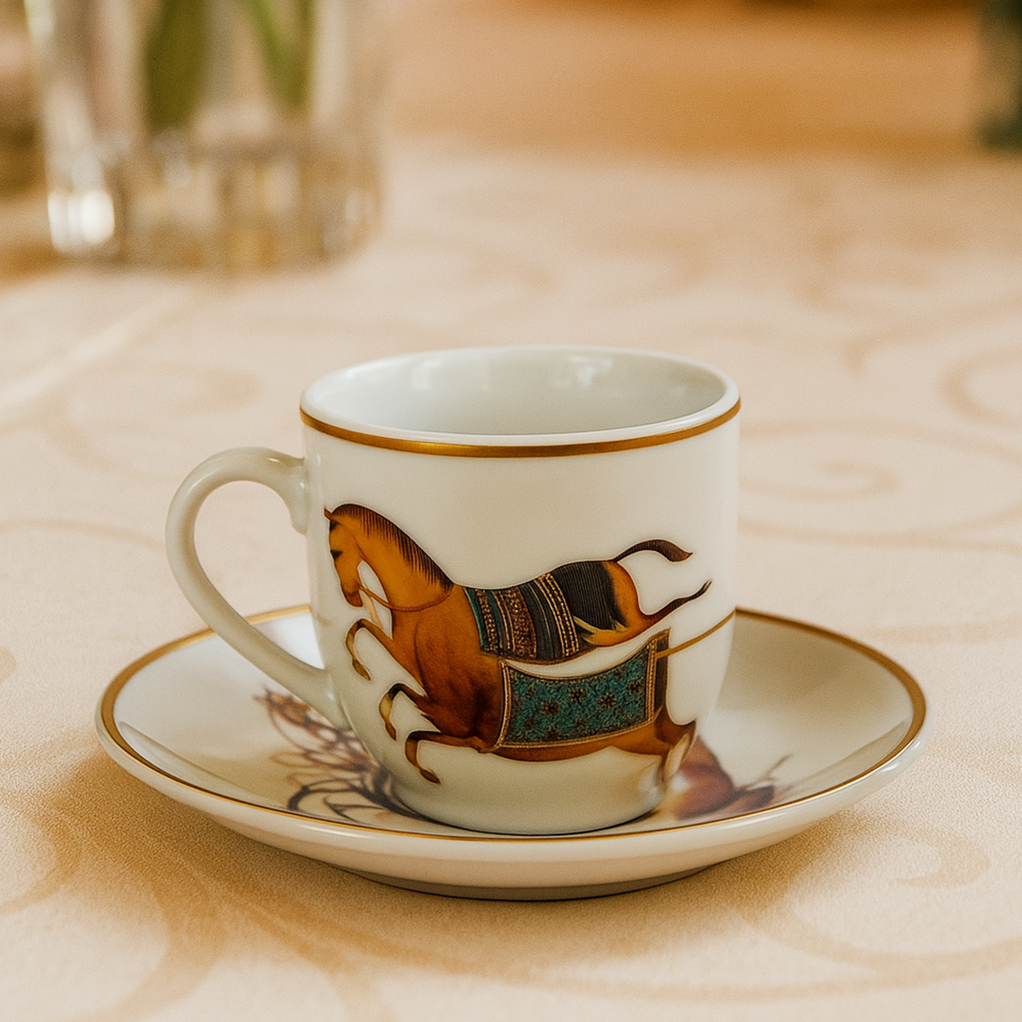 6 Tasses Et 6 Sous-Tasses À Café Noir Hermes