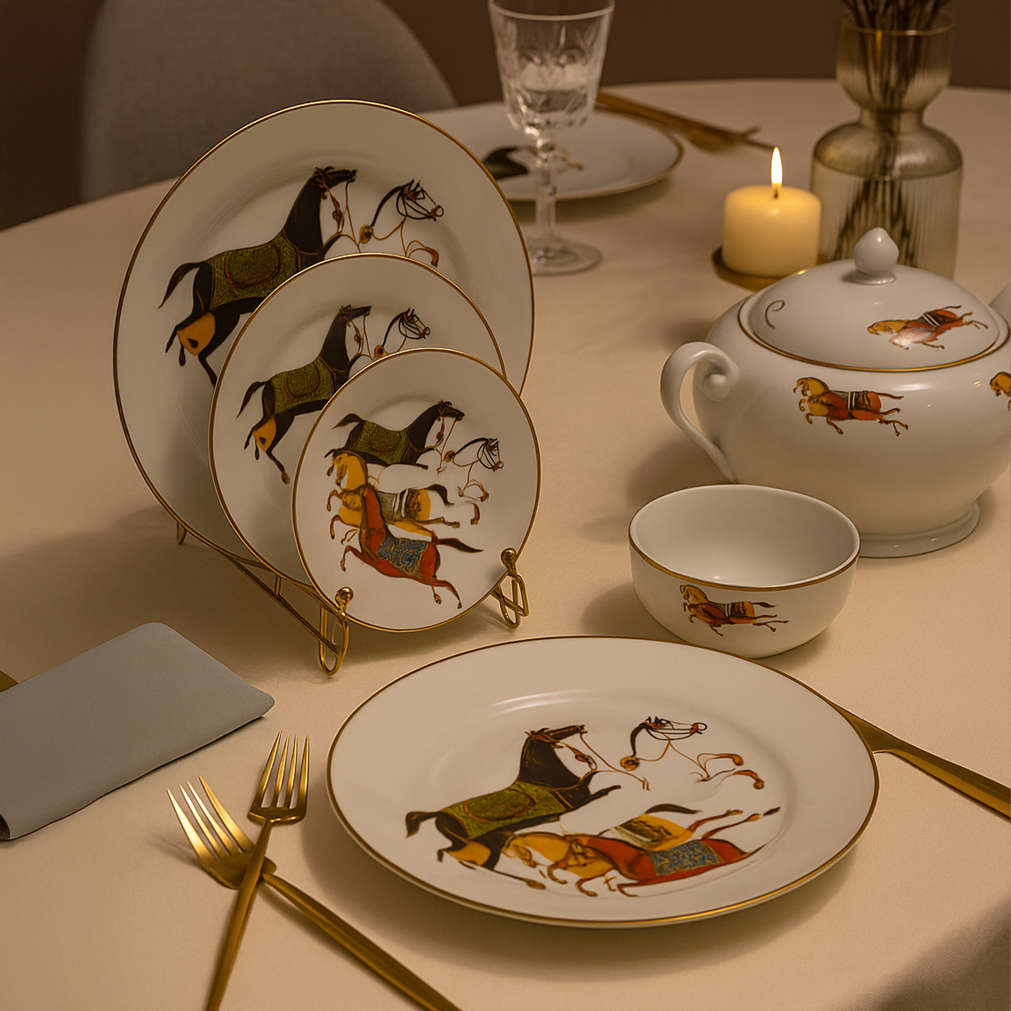 Service De Table 49 Pièces Cheval Hermès,