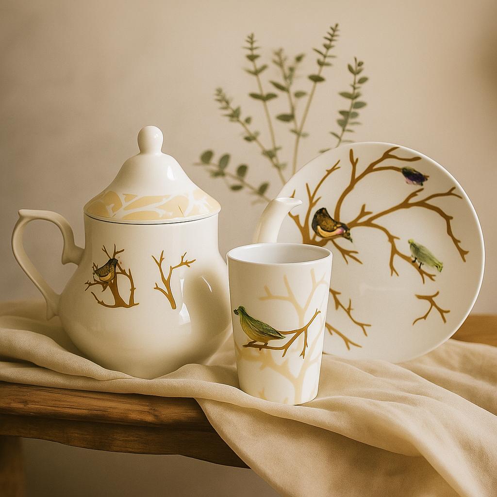 Ensemble Petit Déjeuner De 13 Pièces Oiseau