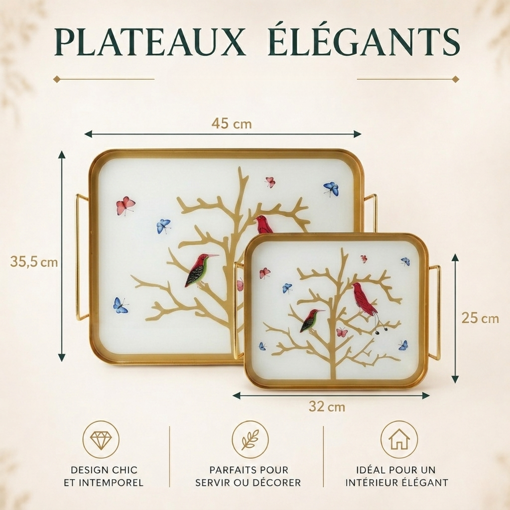 Plateau Rectangle - Oiseau rouge