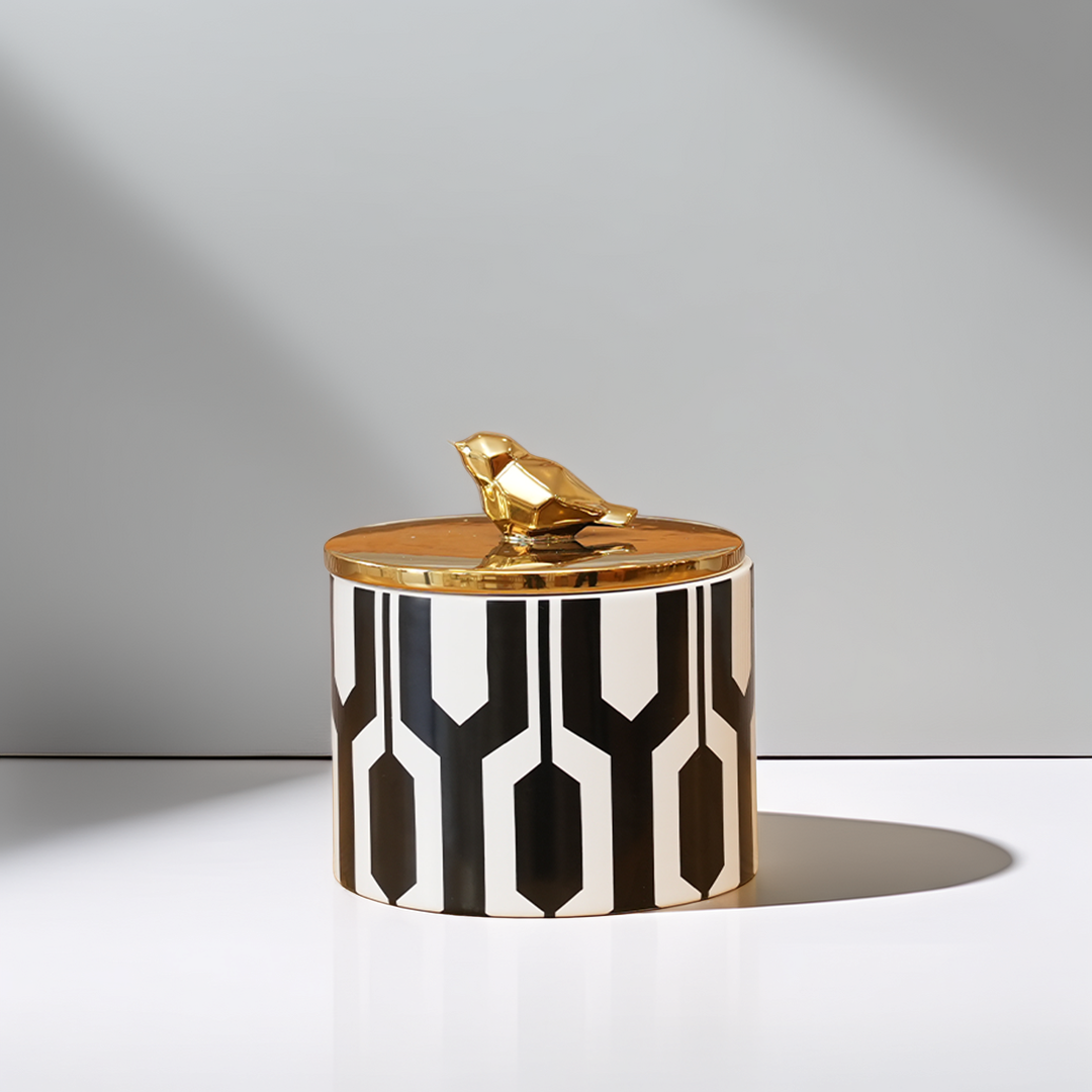 Boîte Design Géométrique Noir Et Blanc
