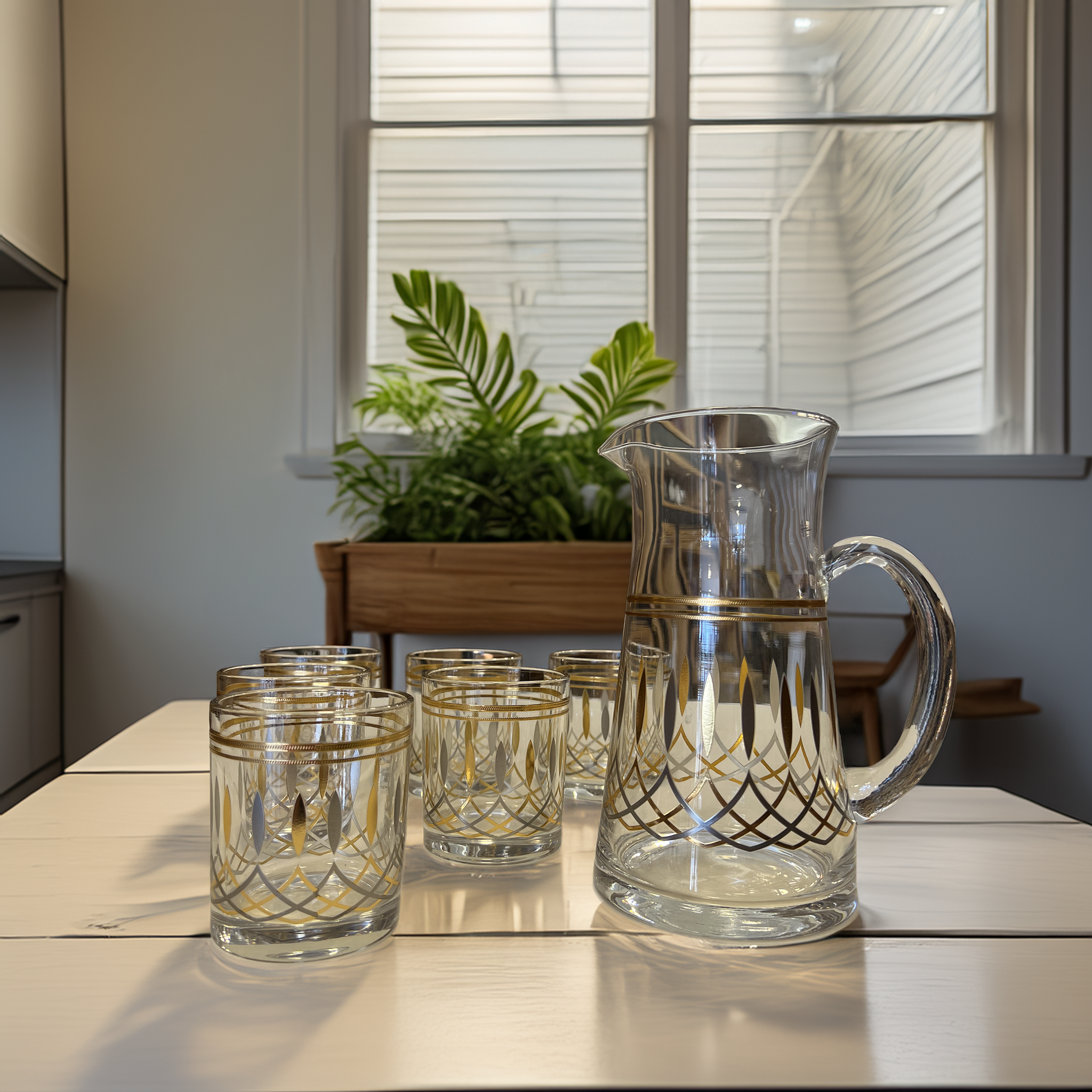 Set De 6 Verre Et Un Pichet Diamand
