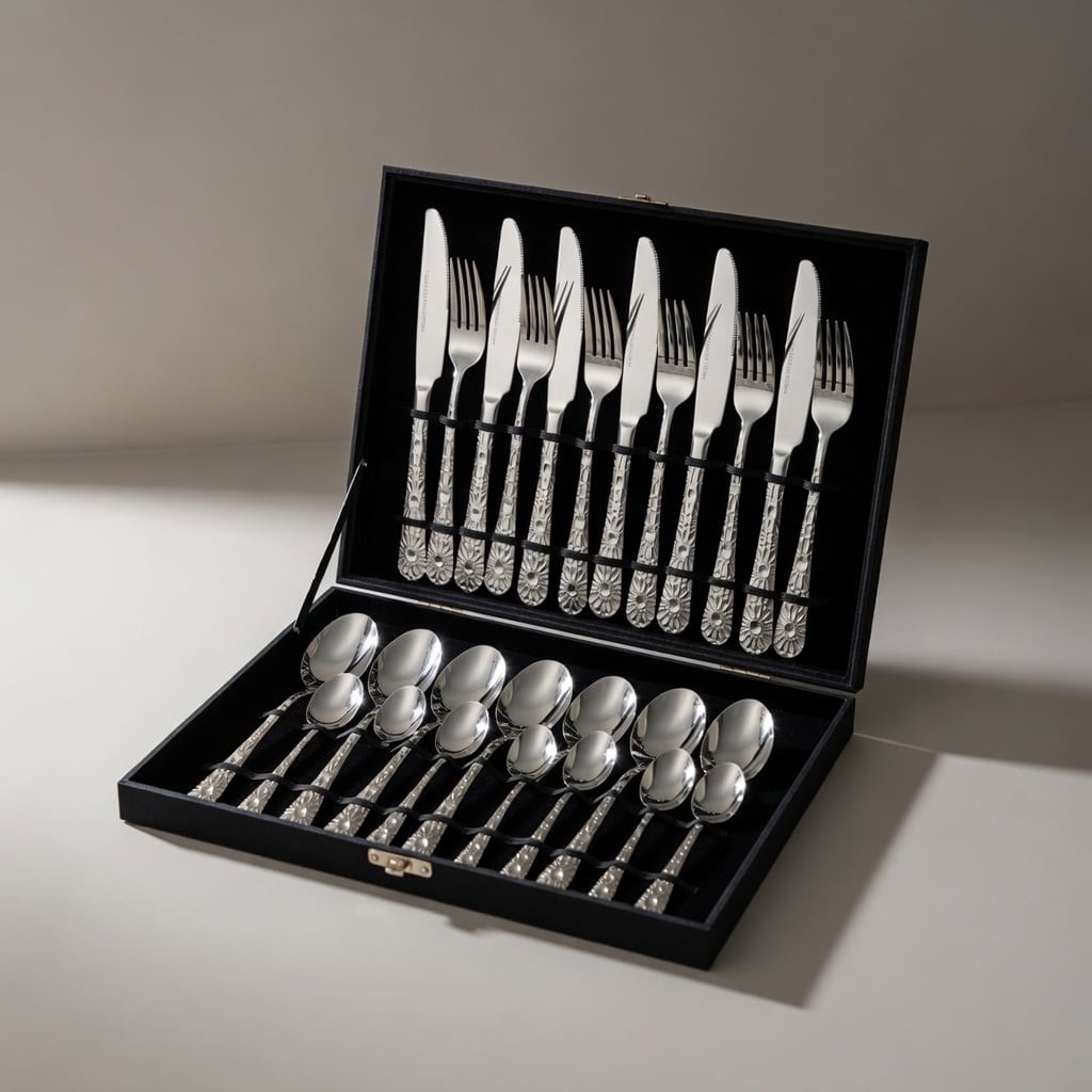 Ménagère 24 Pièces En Inox Argenté – Zellige