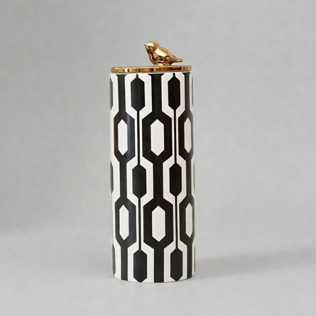 Vase Design Géométrique Noir Et Blanc