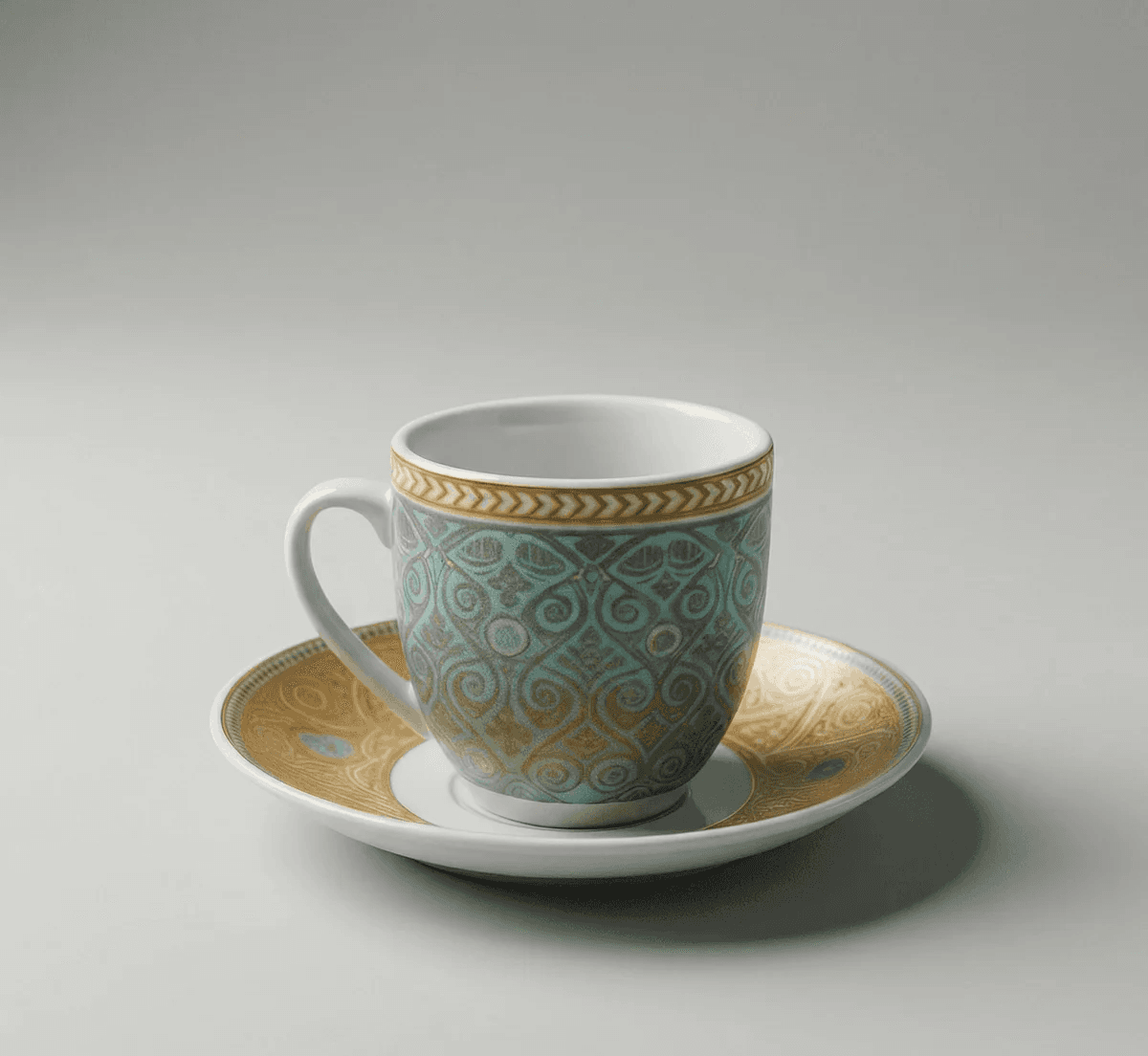 6 Tasses Et 6 Sous-Tasses À Café Noir - Bohème Turquoise
