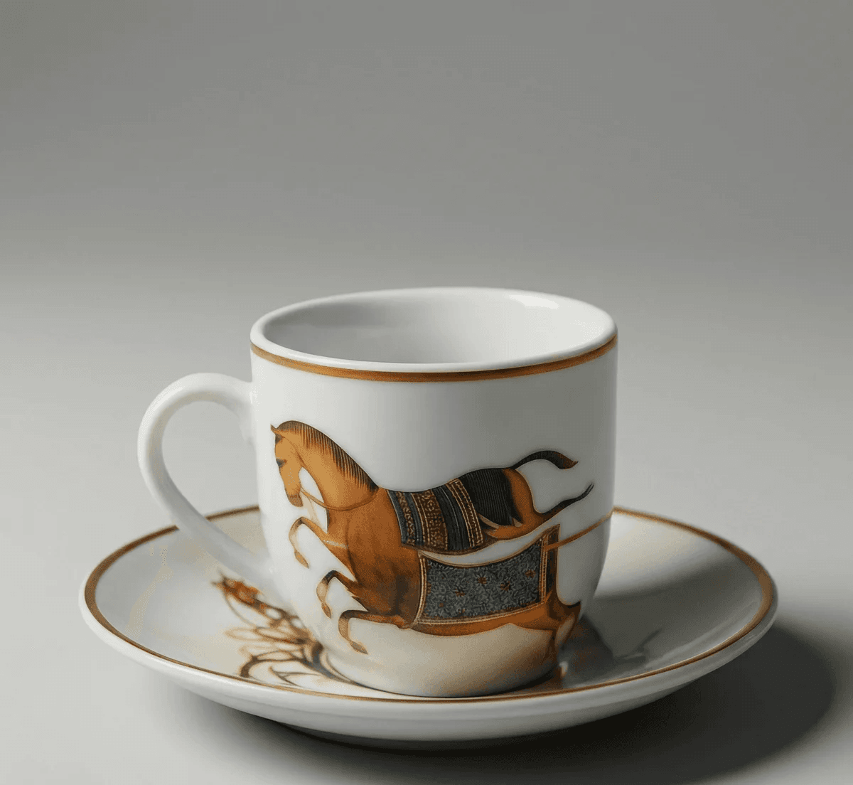 6 Tasses Et 6 Sous-Tasses À Café Noir - Cheval