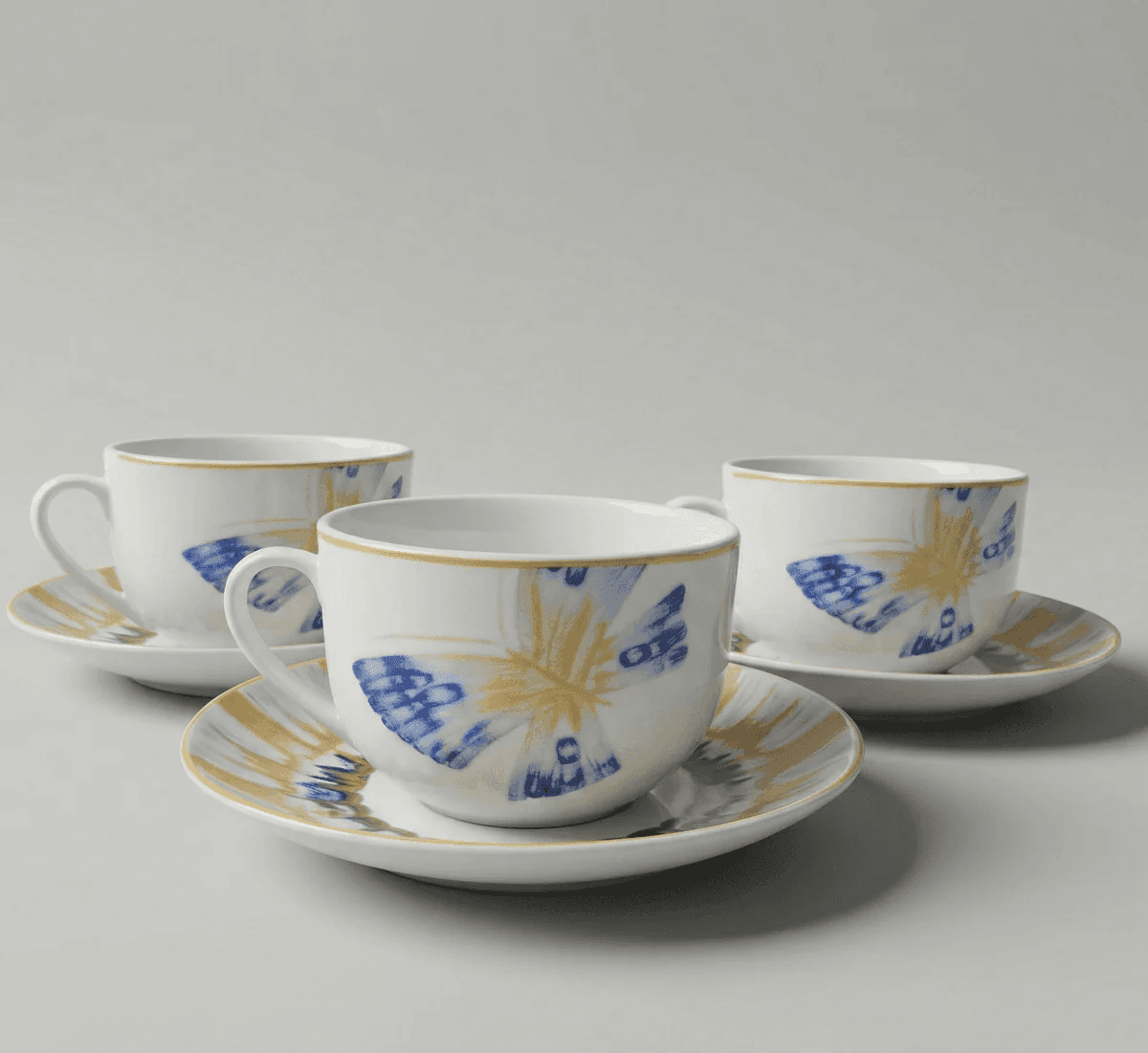 Ensemble De 6 Tasses Et 6 Sous-Tasses À Café Au Lait – Blue Butterfly