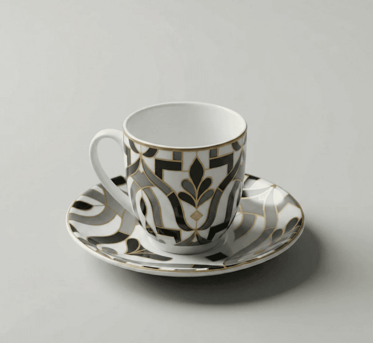 Ensemble De 6 Tasses Et 6 Sous-Tasses À Café Noires – Arabesque
