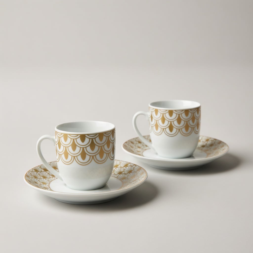 Ensemble De 6 Tasses Et 6 Sous-Tasses À Café Noires – Golden Deco